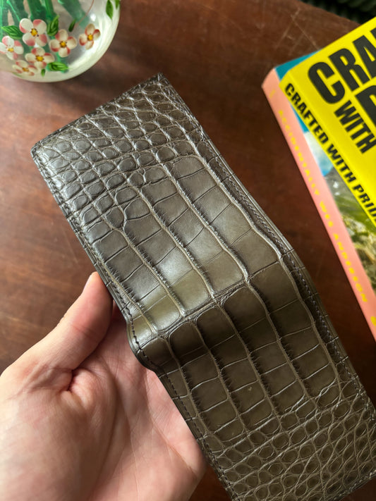 Nicotine American Alligator and Chevre Billfold