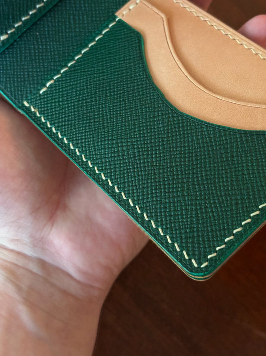 Shell Cordovan Camel and Natural/Green Billfold