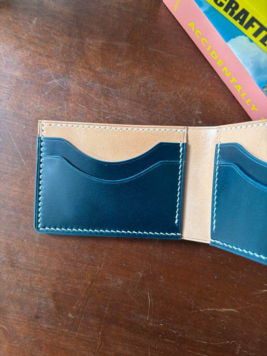 Shell Cordovan Deep Blue and Natural Billfold