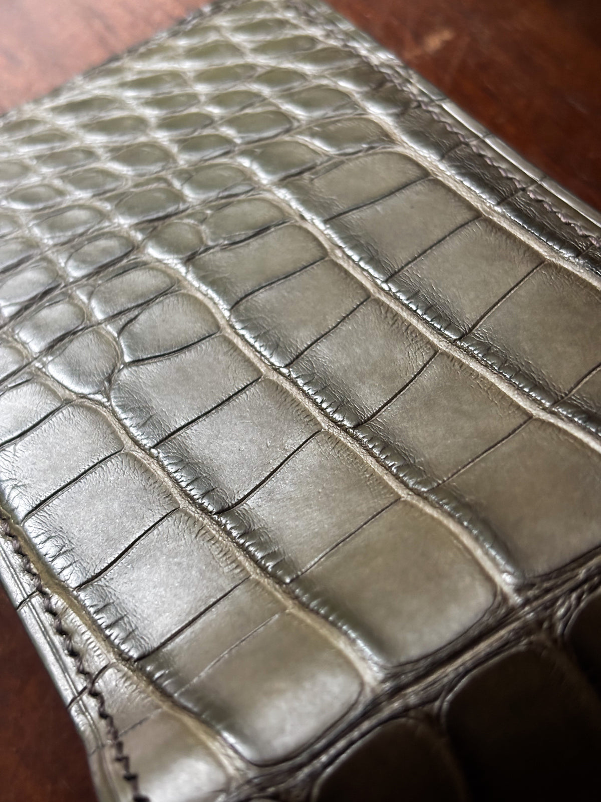 Nicotine American Alligator and Chevre Billfold