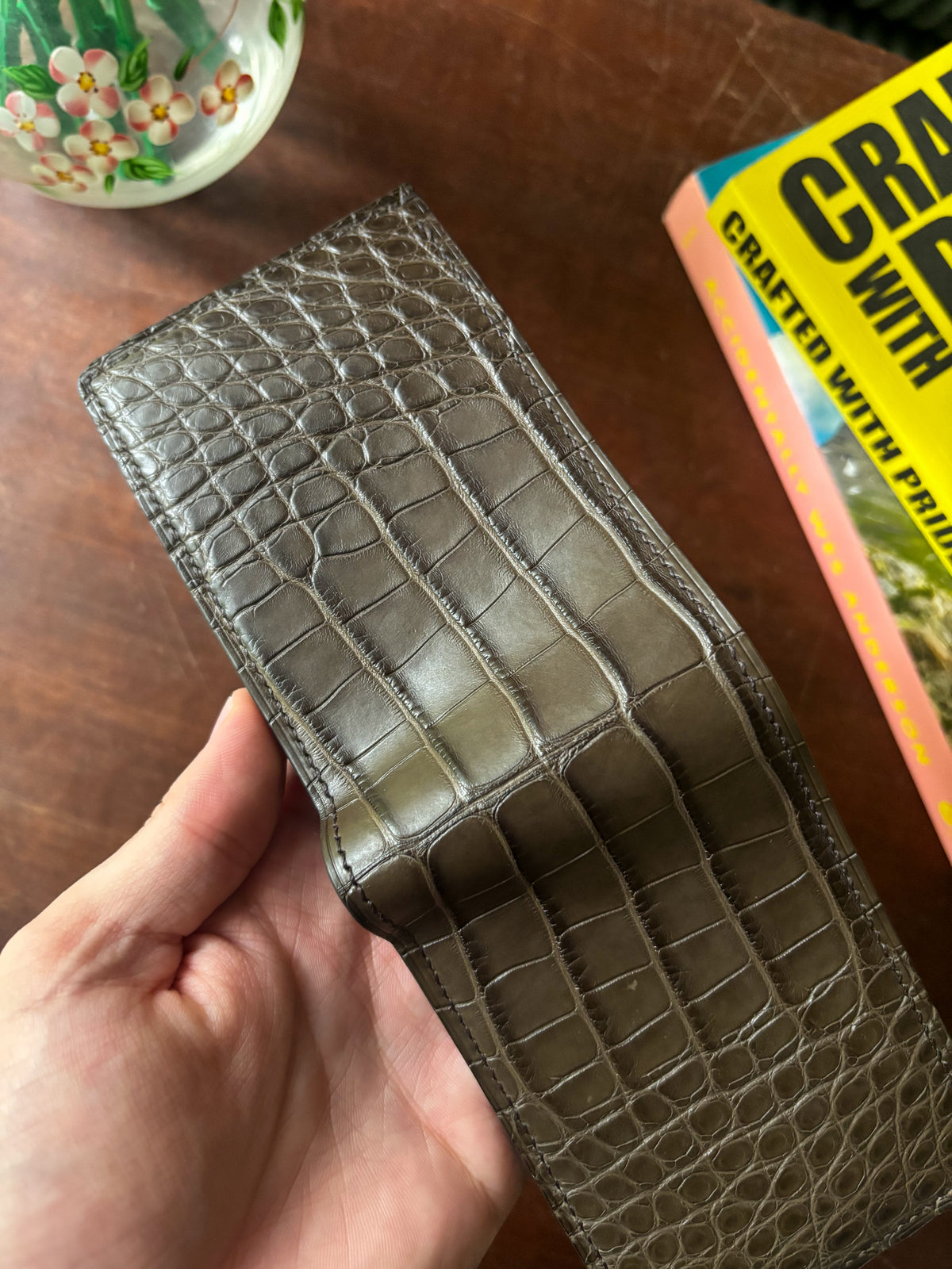 Nicotine American Alligator and Chevre Billfold
