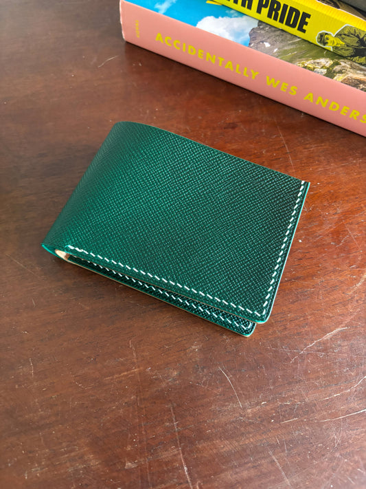 Natural and Saffiano Green Billfold