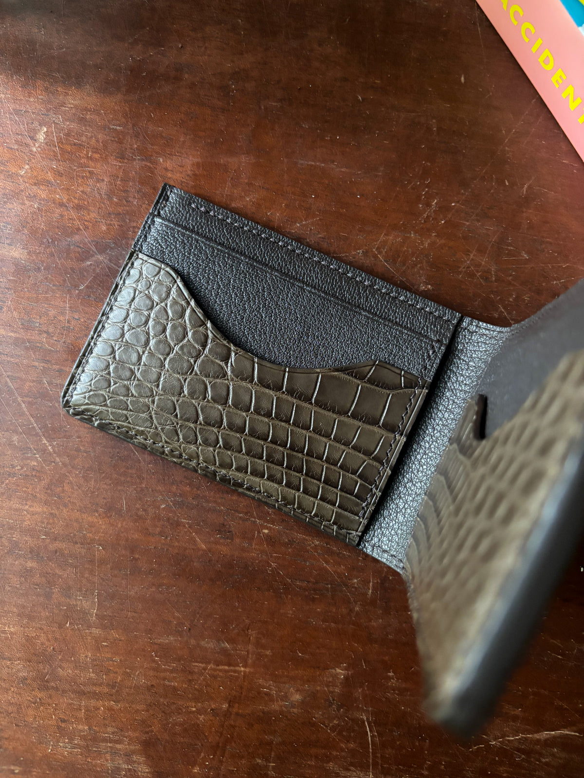 Nicotine American Alligator and Chevre Billfold