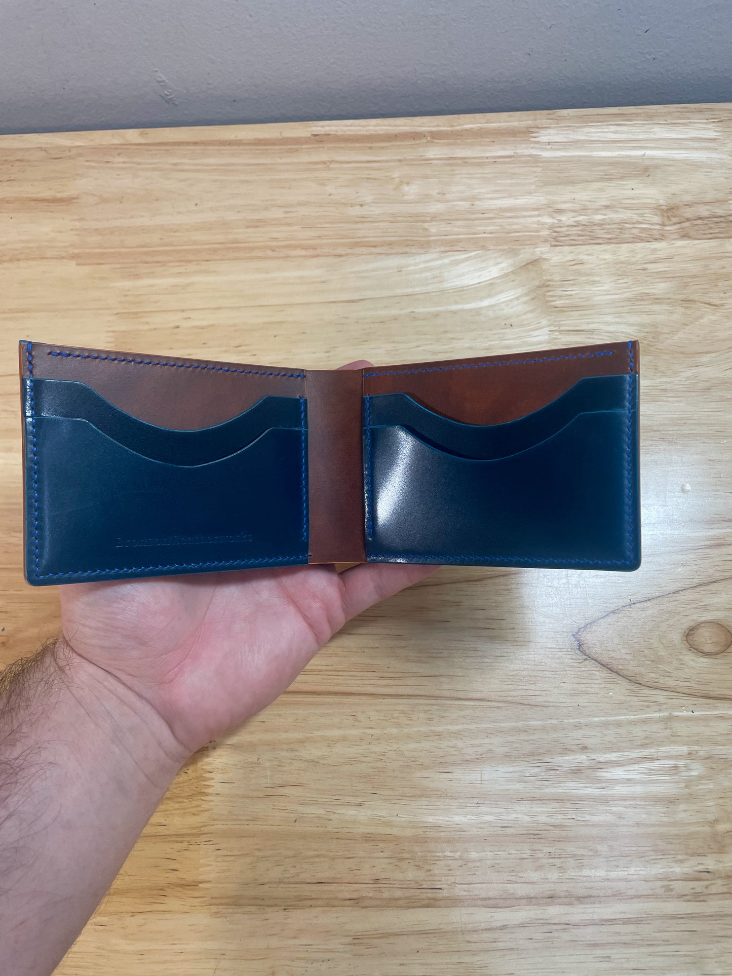 Shell Cordovan Blue and Chestnut Billfold