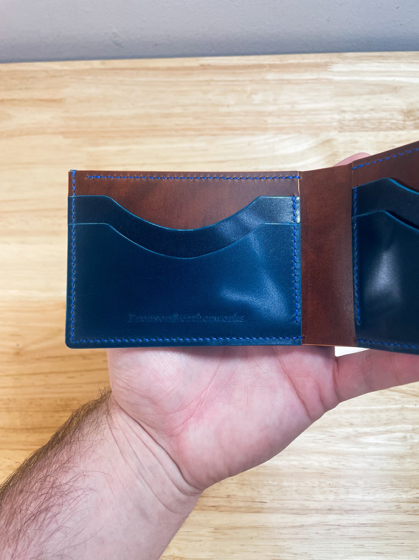 Shell Cordovan Blue and Chestnut Billfold