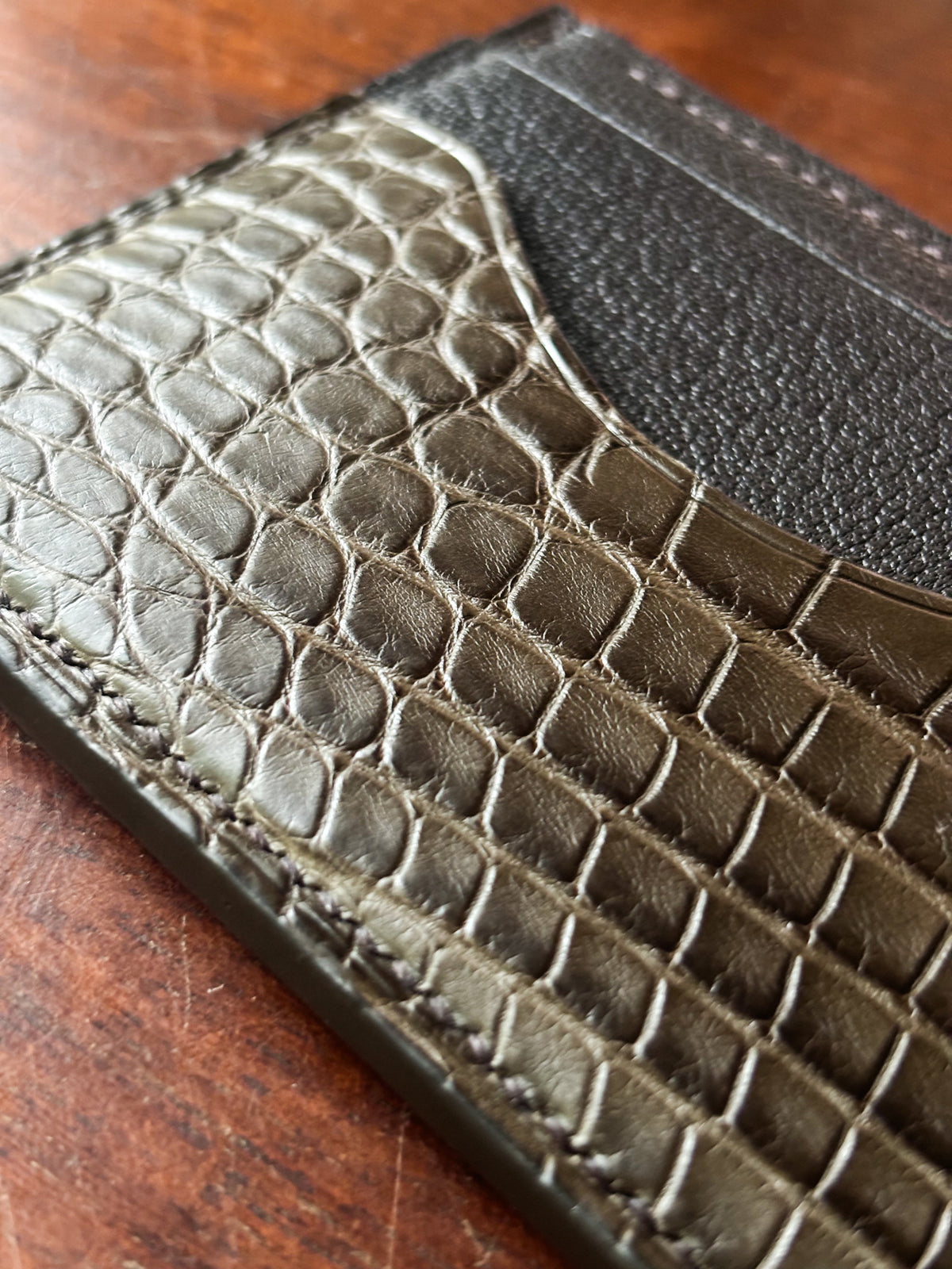 Nicotine American Alligator and Chevre Billfold