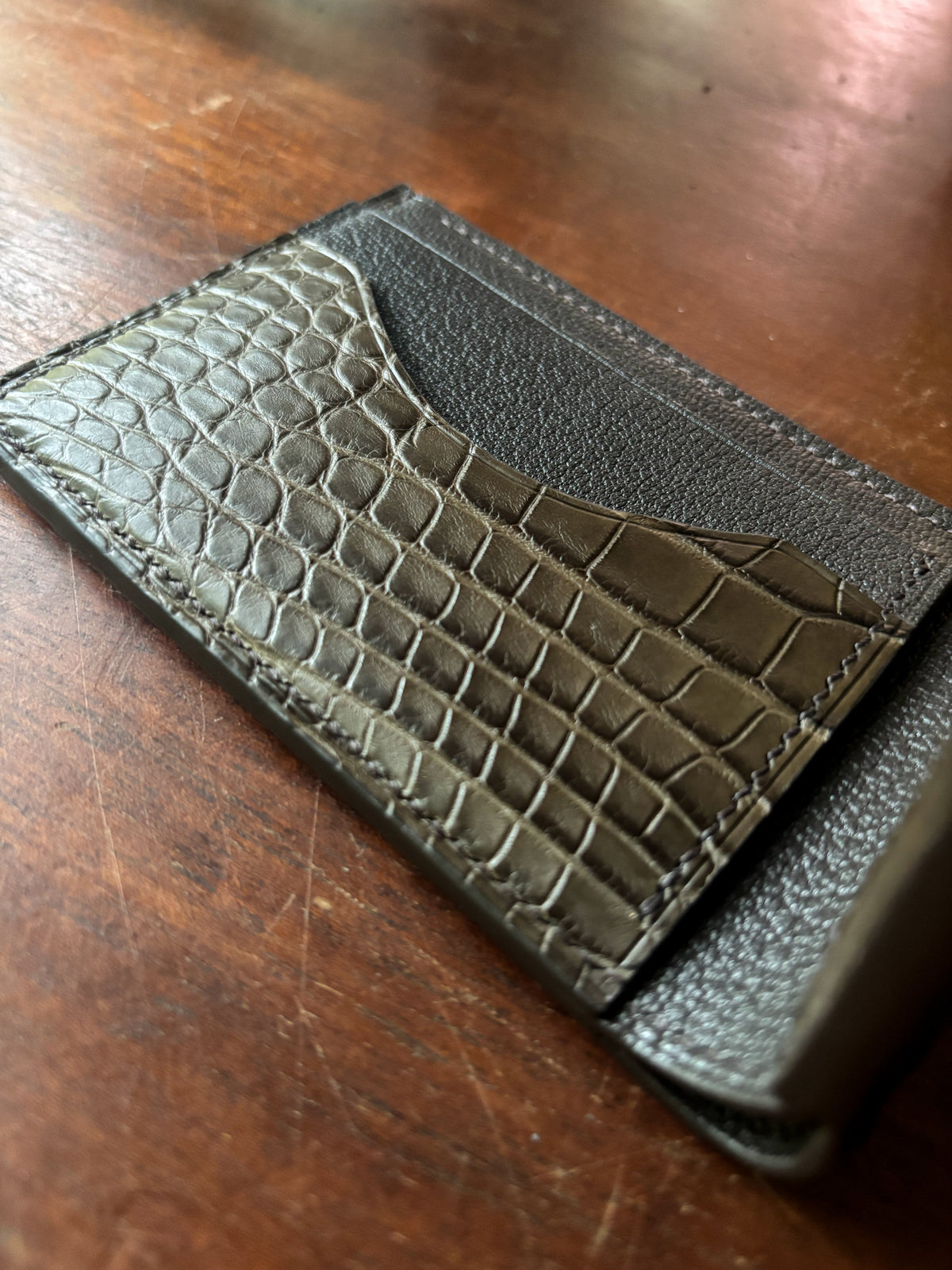 Nicotine American Alligator and Chevre Billfold