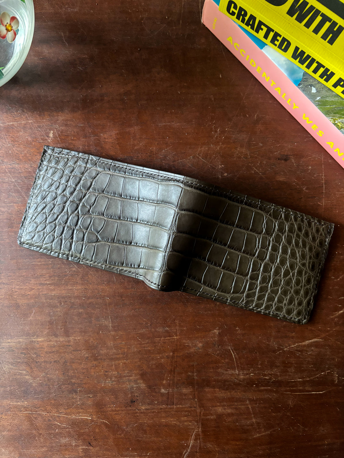Nicotine American Alligator and Chevre Billfold