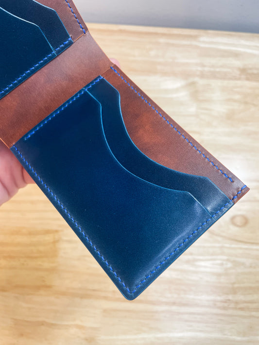 Shell Cordovan Blue and Chestnut Billfold