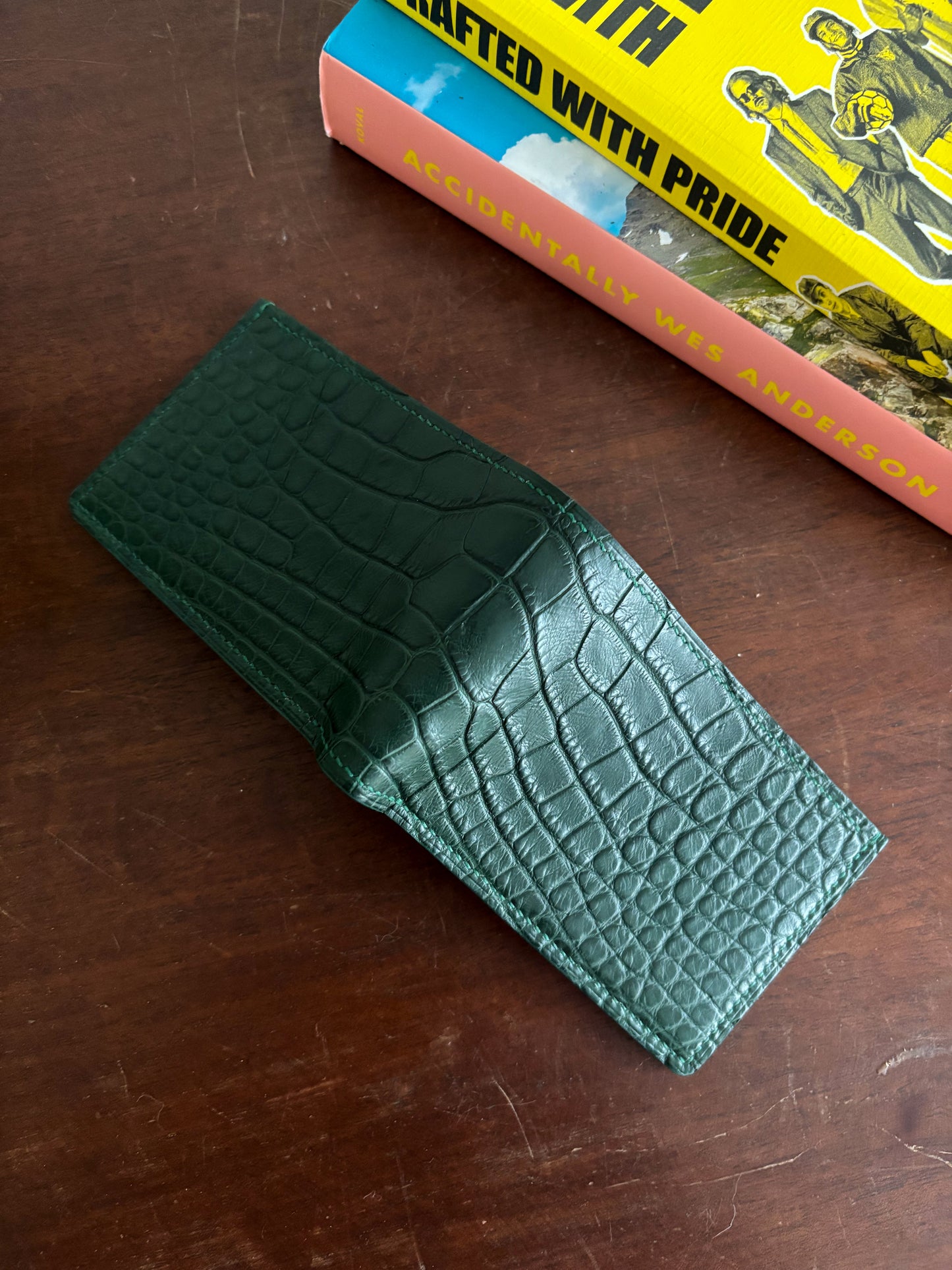 Forest Green American Wild Alligator and Chevre Billfold