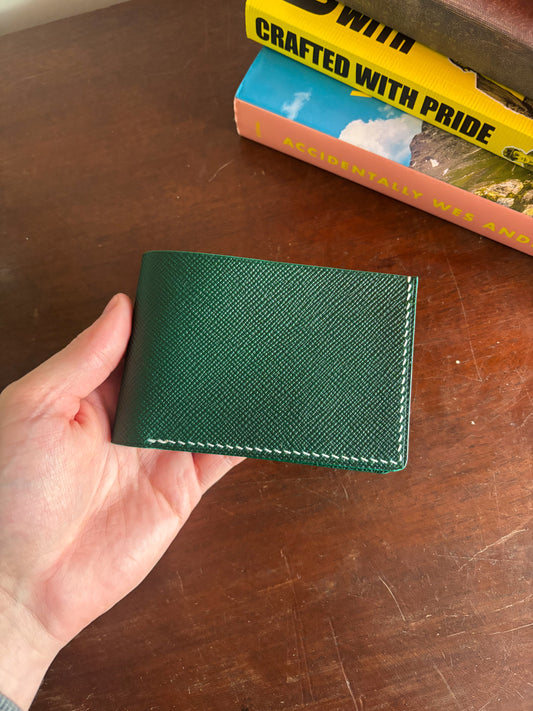 Natural and Saffiano Green Billfold