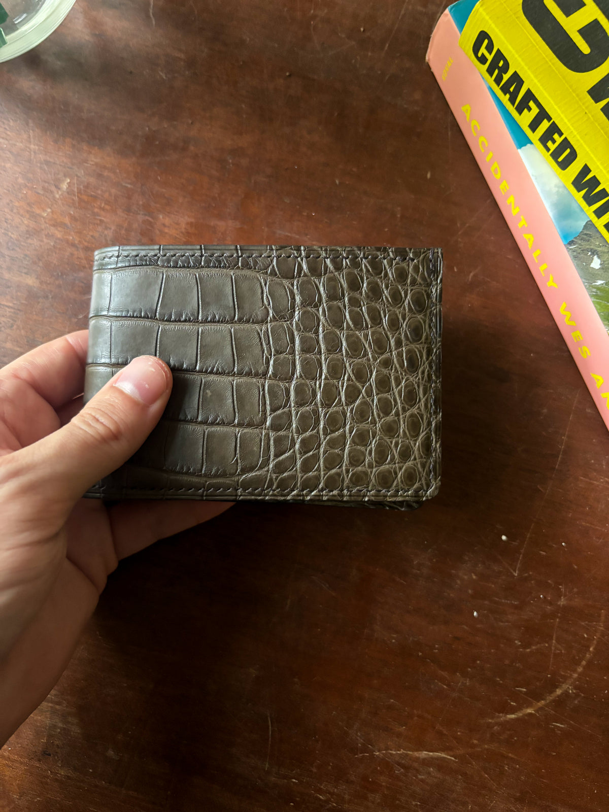 Nicotine American Alligator and Chevre Billfold