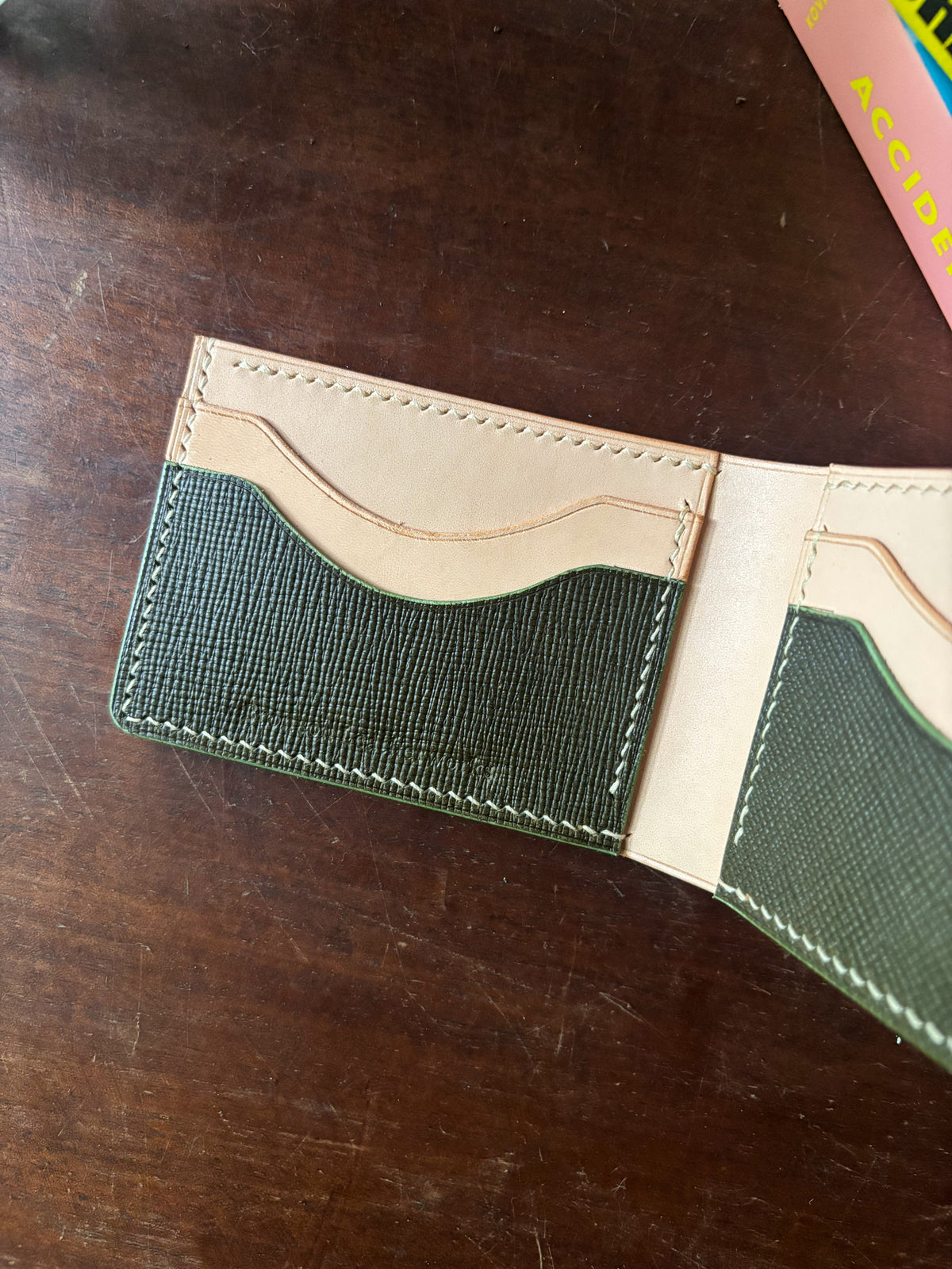 Shell Cordovan Camel, Olive hatch, and Natural Billfold