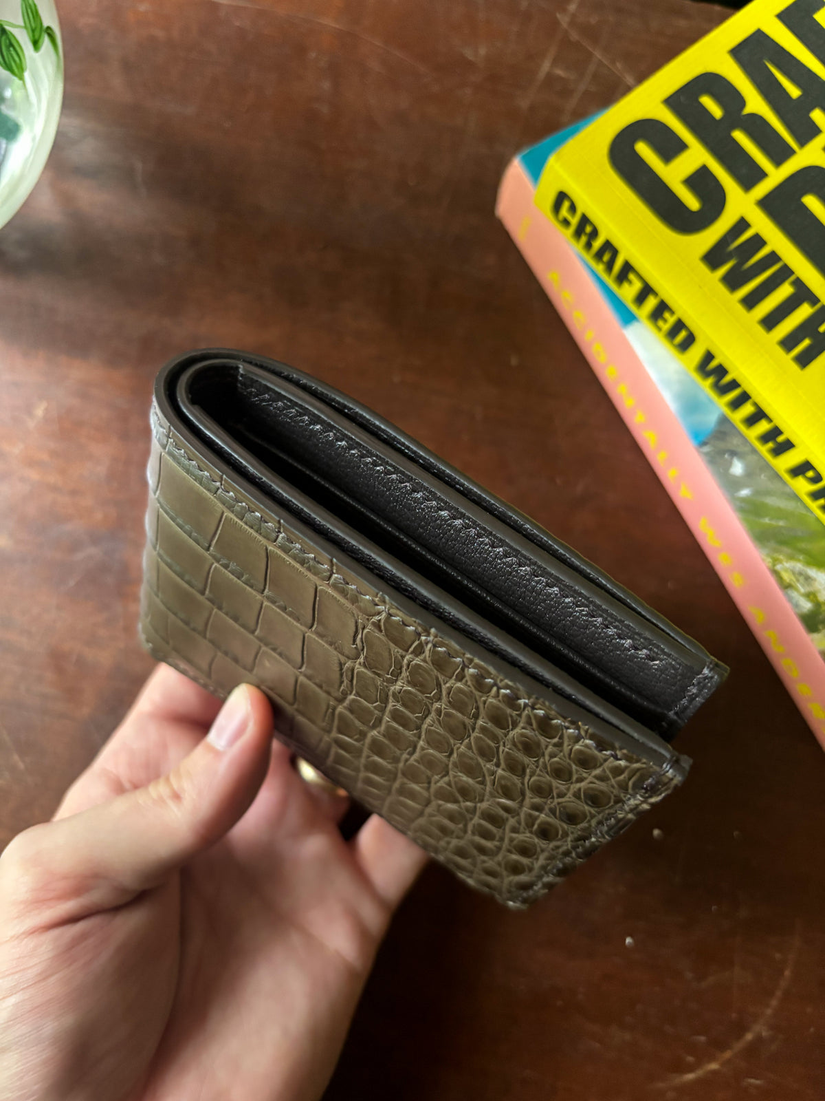 Nicotine American Alligator and Chevre Billfold