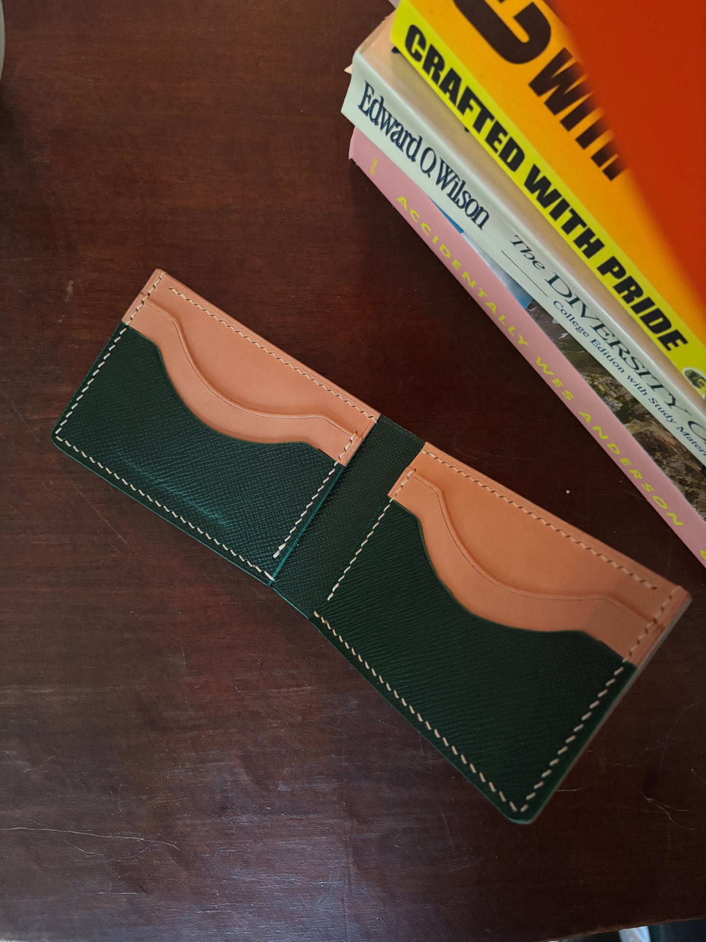 Shell Cordovan Camel and Natural/Green Billfold