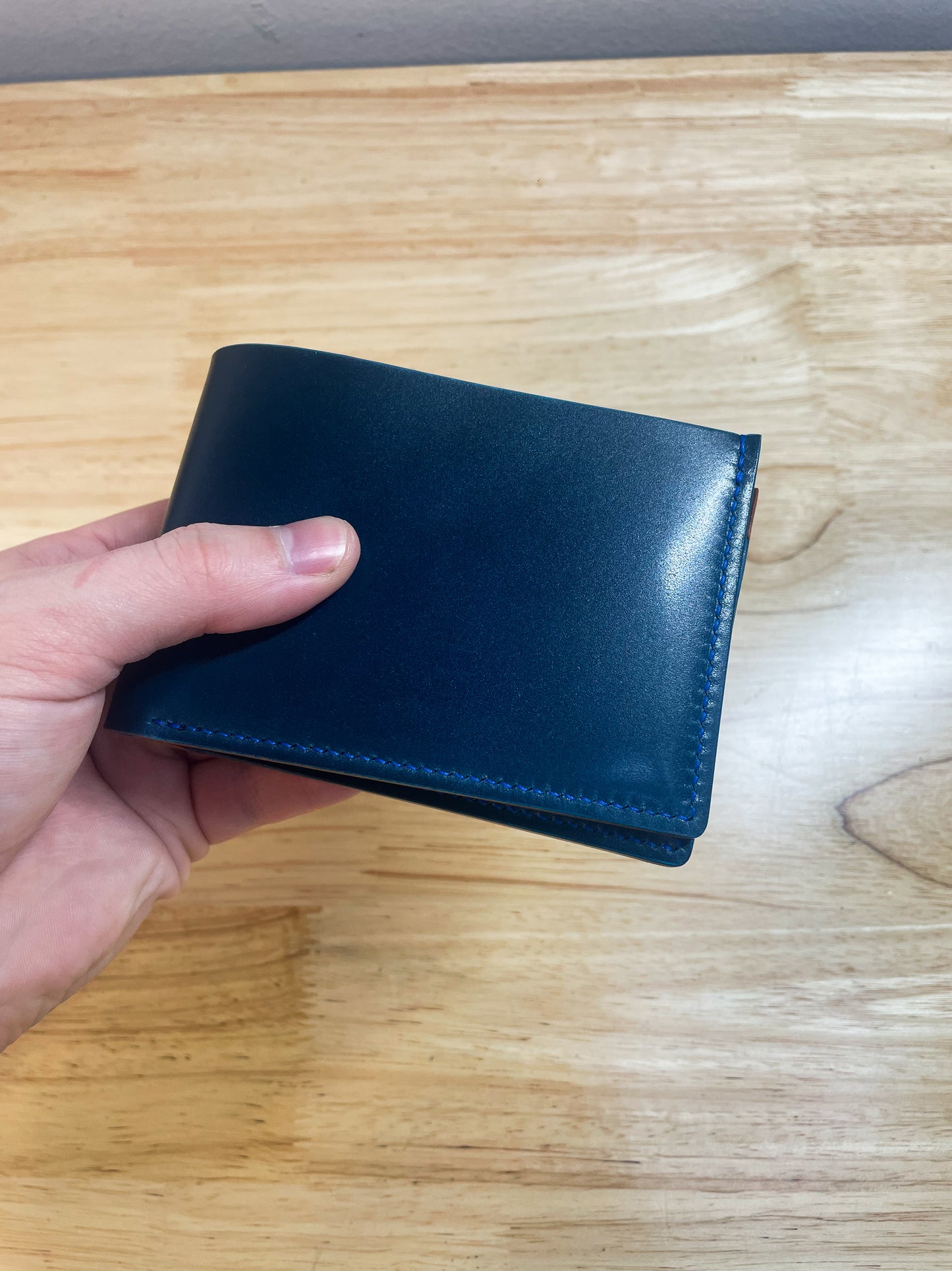 Shell Cordovan Blue and Chestnut Billfold