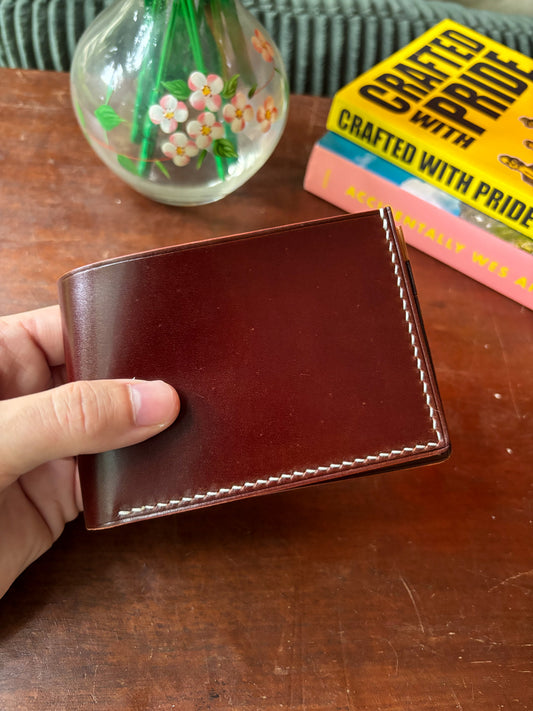 Shell Cordovan Burgundy and Natural Billfold