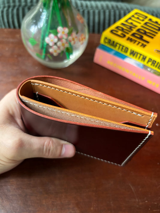 Shell Cordovan Burgundy and Natural Billfold