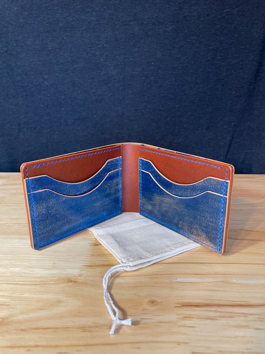 Shell Cordovan Blue Marble and Chestnut Billfold