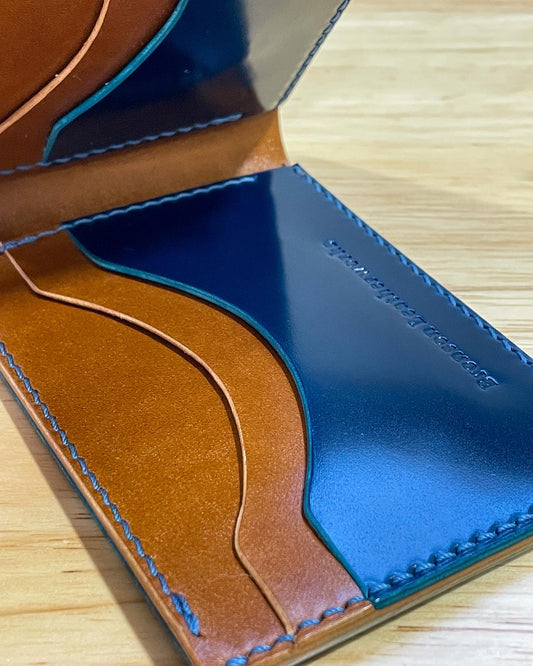 Shell Cordovan Blue and Whiskey Billfold