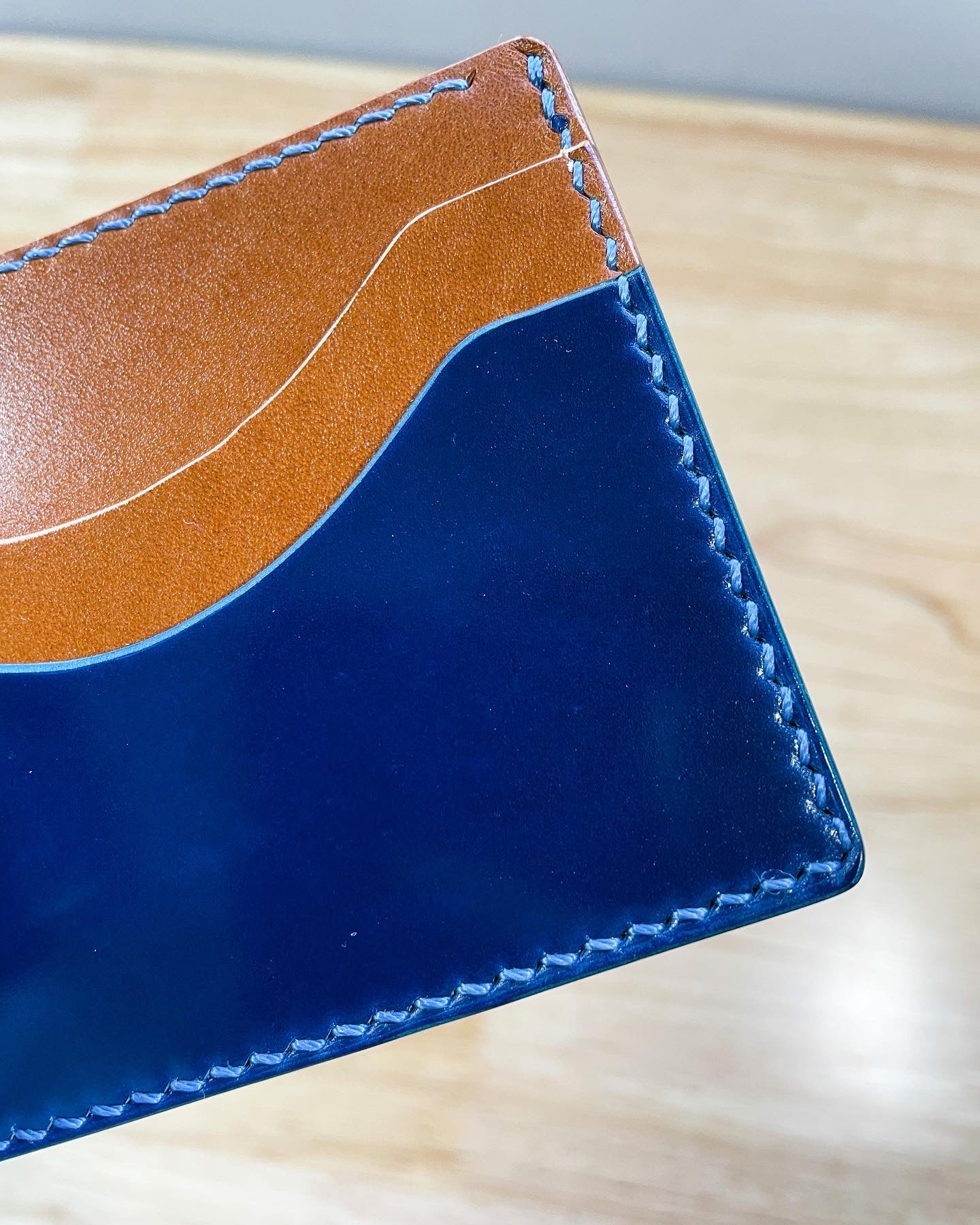 Shell Cordovan Blue and Whiskey Billfold