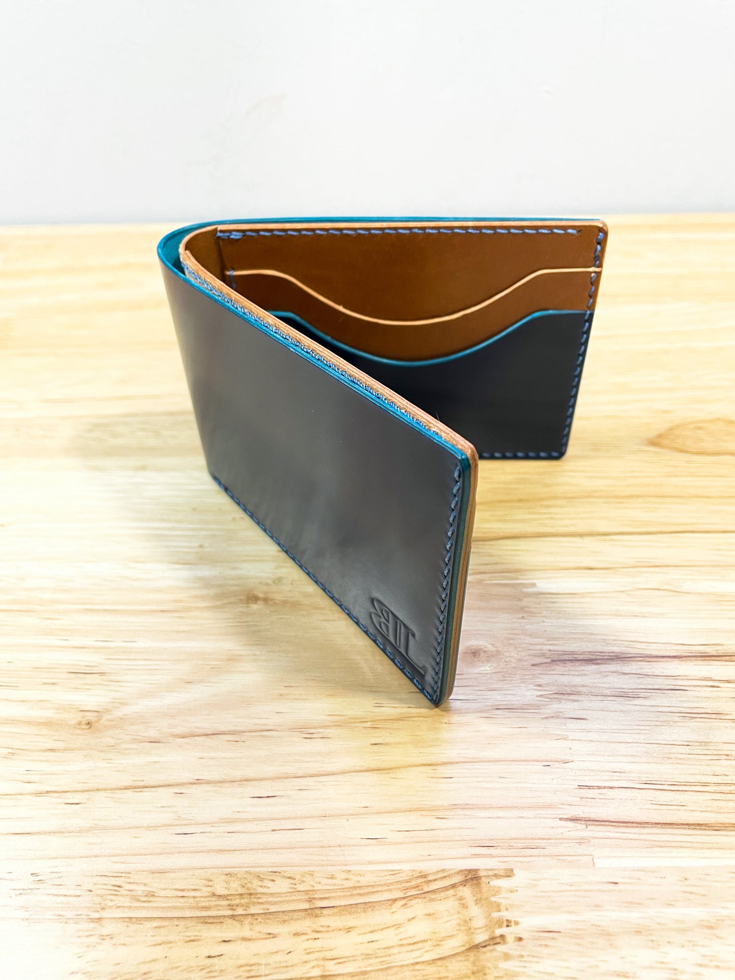 Shell Cordovan Blue and Whiskey Billfold