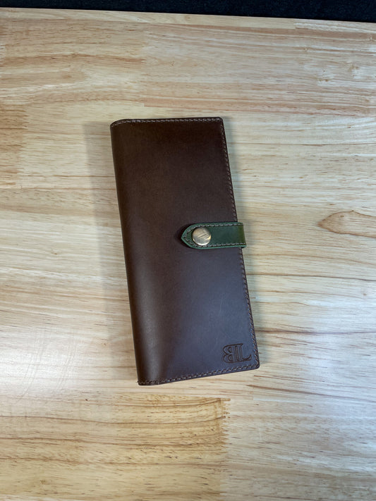 Olive and Walnut Snap Wallet