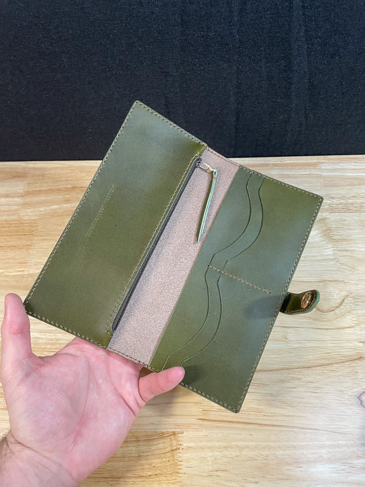 Olive and Walnut Snap Wallet